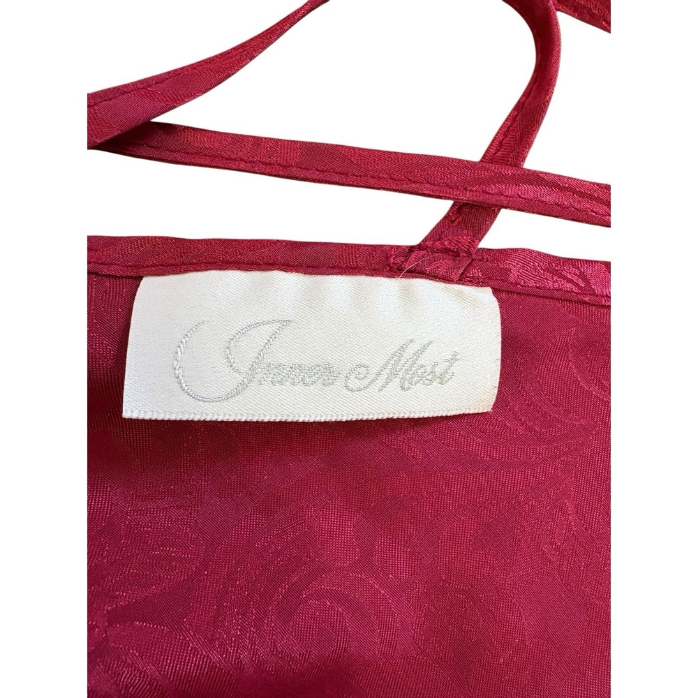 Vtg 90s Innermost Burgundy Jacquard Satin Nightgown Sleep Shirt Sz S Back Detail - Picture 6 of 7